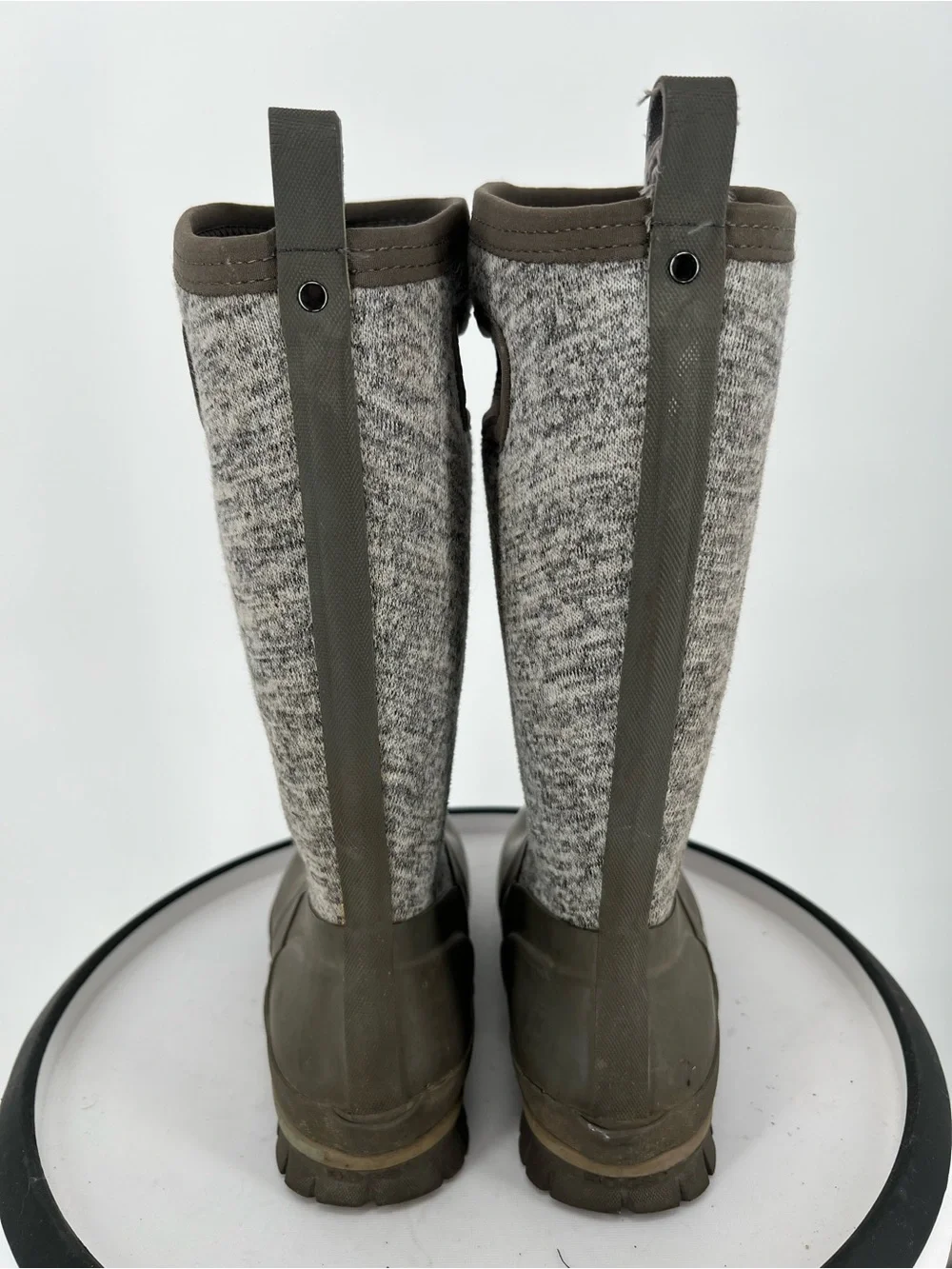 Bogs Olive Green and Heather Gray Tall Knit Waterproof Boots